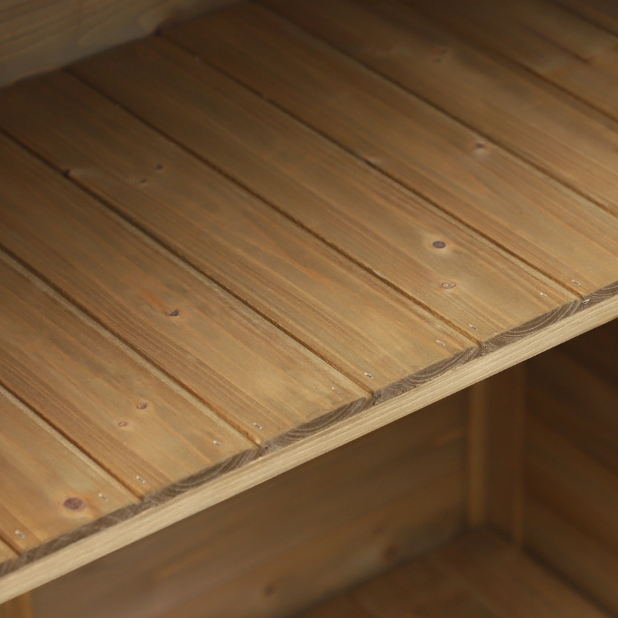 Outsunny Geräteschrank mit Lamellentüren natur