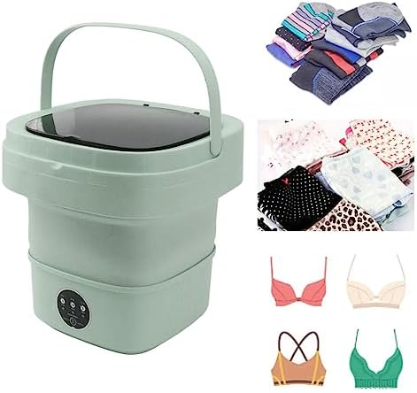 Petite Machine à Laver Portable, Lave Linge Multifonctionnel de Grande Capacité, Machine à Laver Pliable avec Essorage Doux pour Le Dortoir Le Camping Le (Green) : Gros électroménager