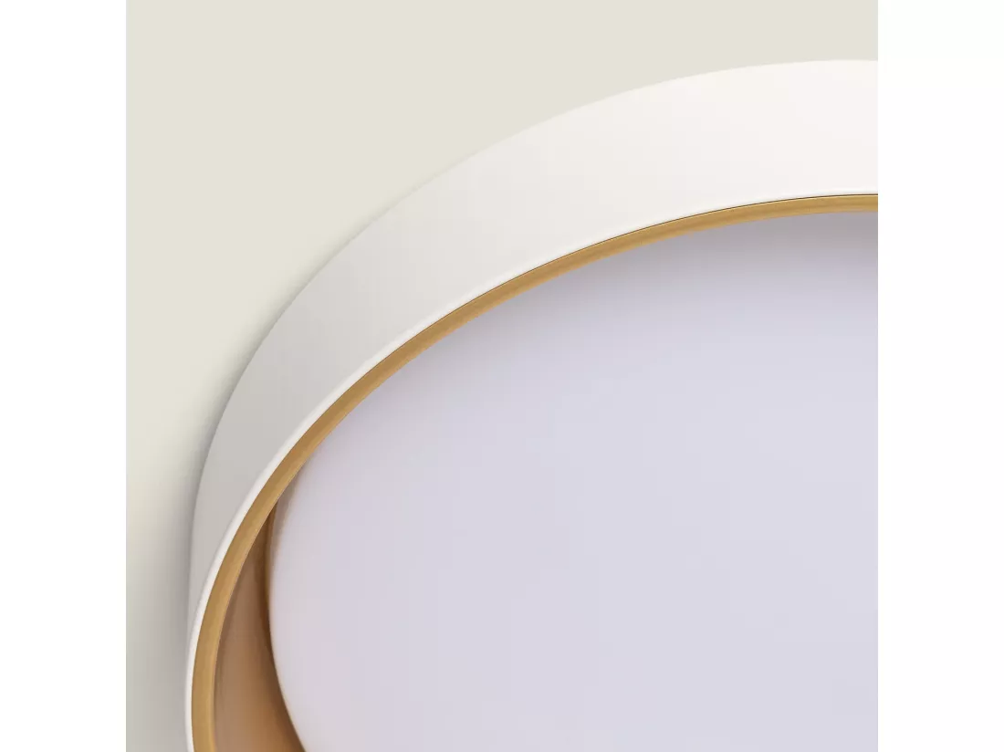 Plafonnier LED Rond Métal 20W CCT Sélectionnable Broadway Ø450 mm Blanc / Or