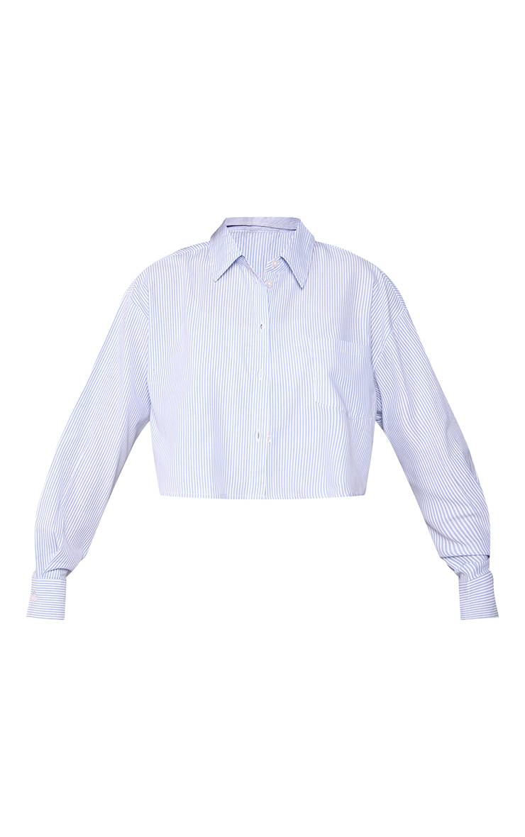 Bleu Chemise Courte Ample À Rayures Tennis En Coton