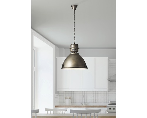 Hanglamp, 1-lichts, HxØ 146x48 cm, zwart/staal