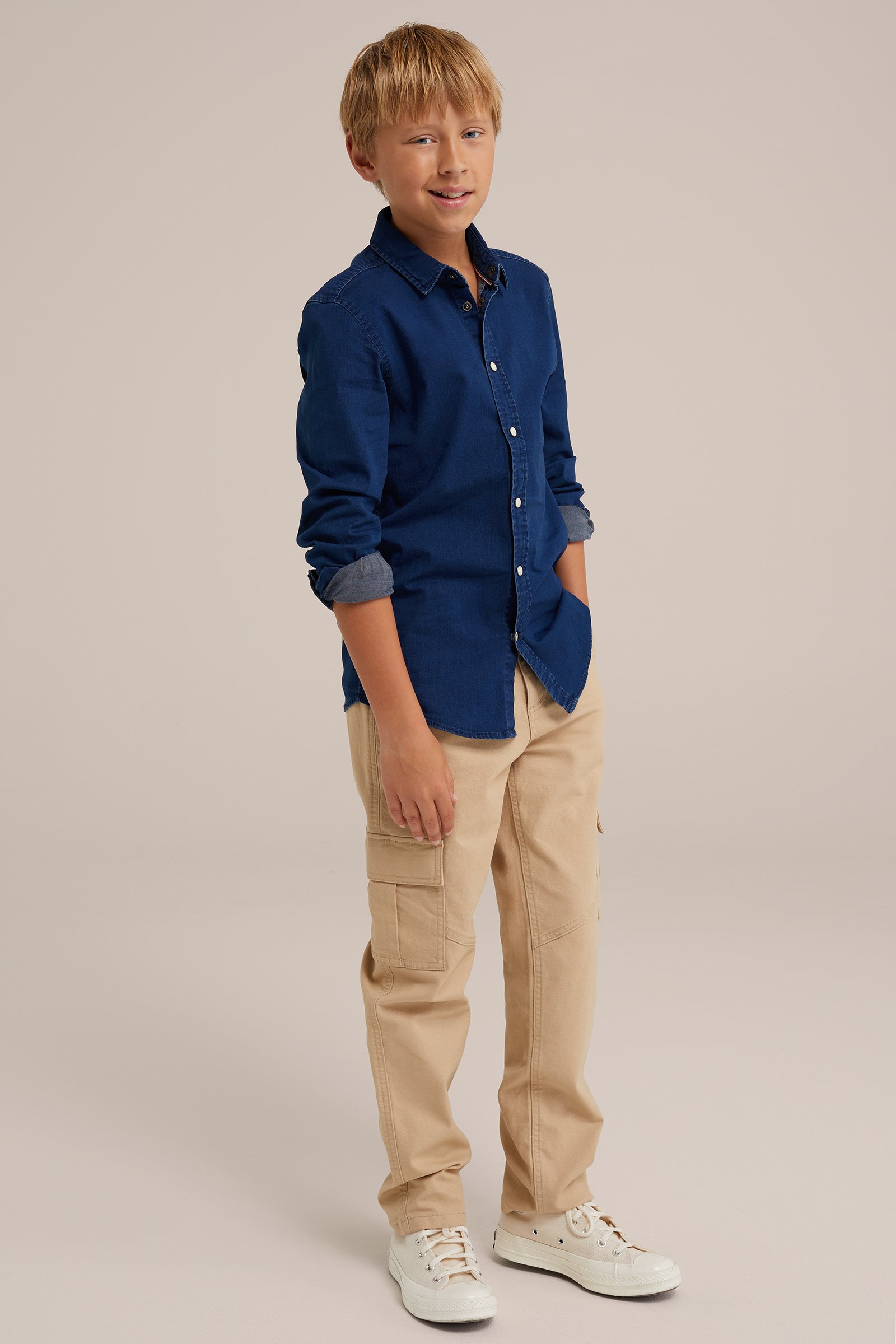 Jongens denim overhemd met stretch Blue Ridge Donkerblauw