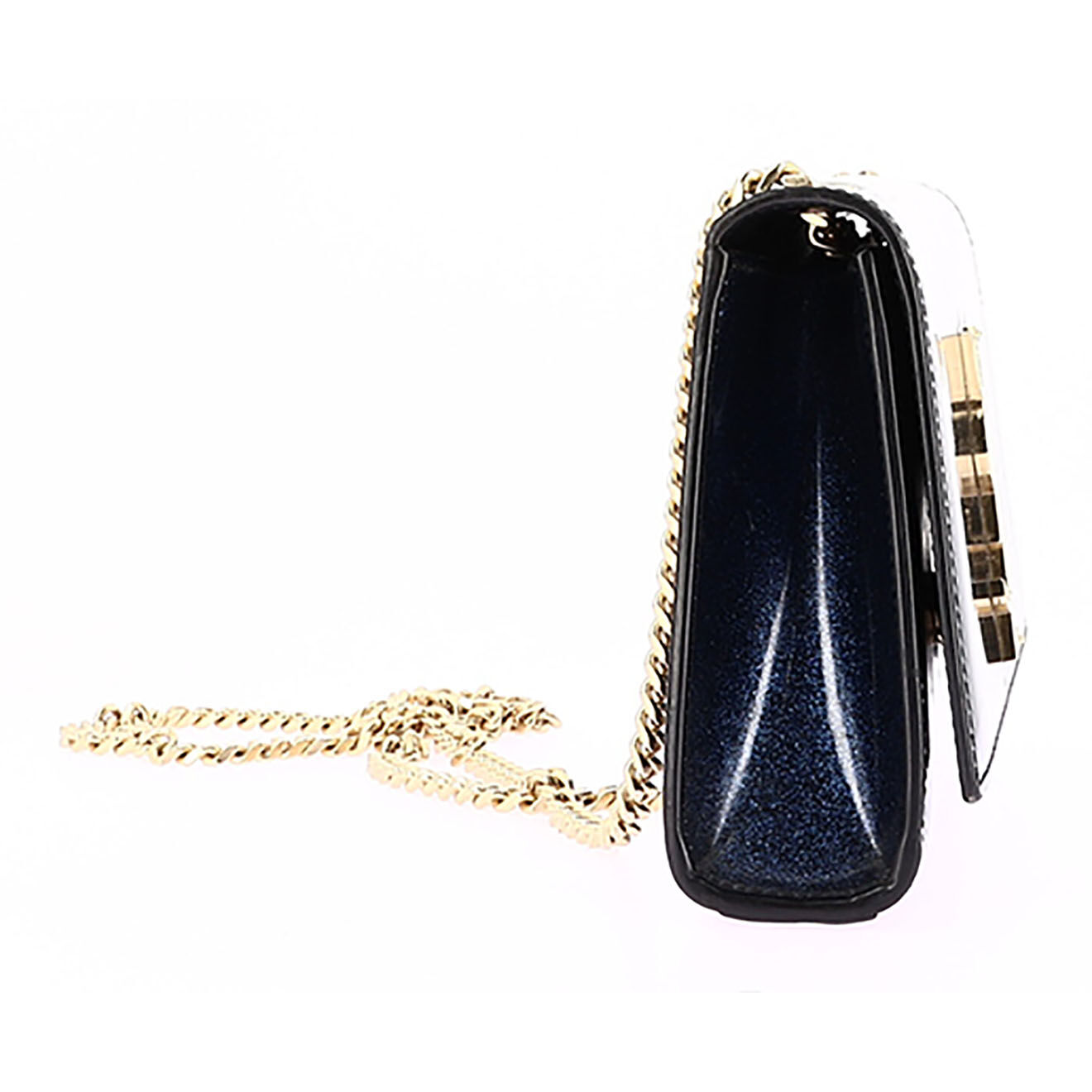 Saint Laurent Sac bandoulière Kate en Cuir verni Paillettes bleu - Très bon état - L.20 cm