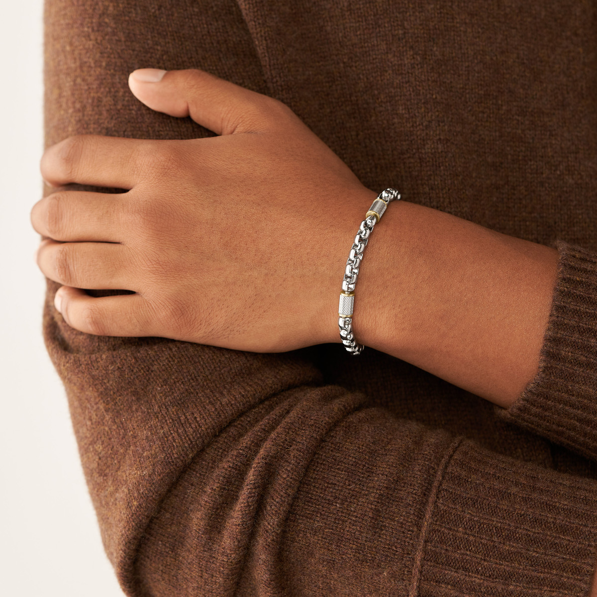 Bracelet FOSSIL acier inoxydable bicolore 19,5 cm