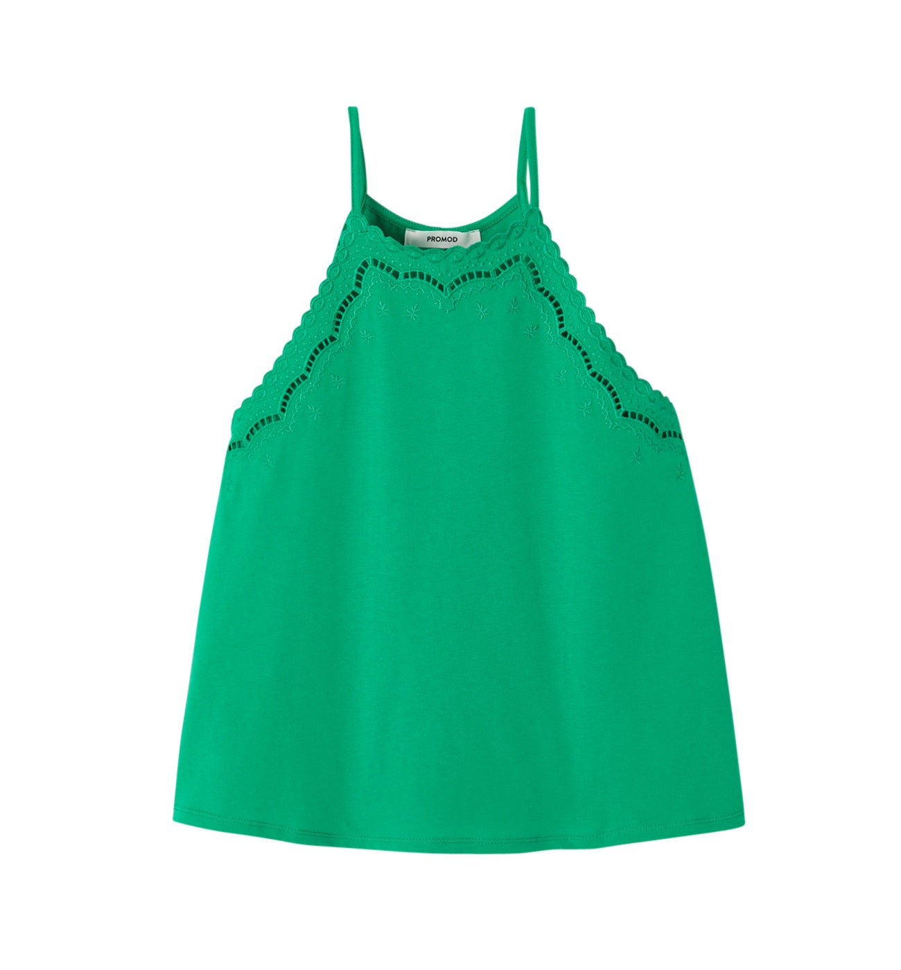 Top à bretelles brodé Femme - Vert clair
