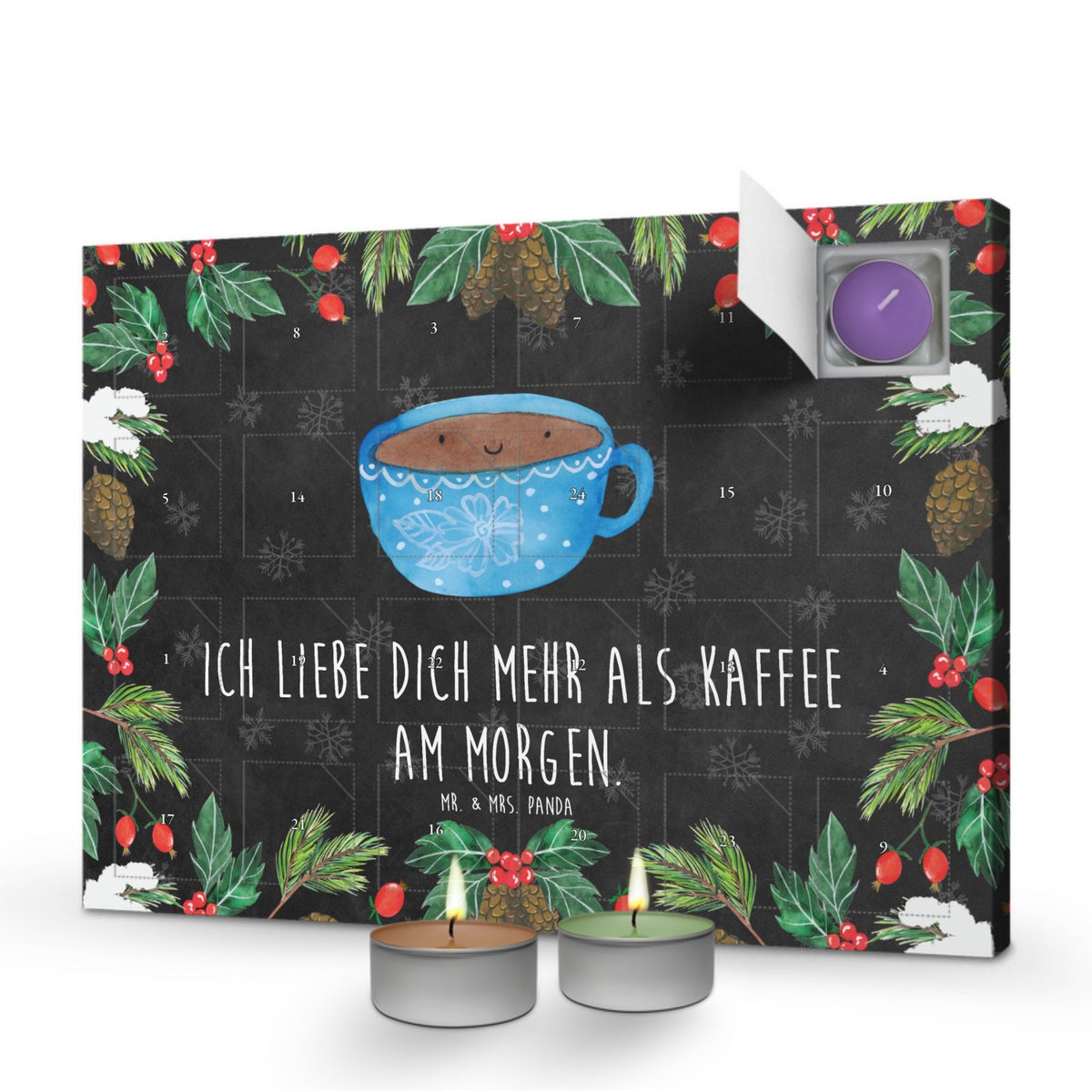 Mr. & Mrs. Panda Geurkaars Adventskalender Koffiemok - Zwart