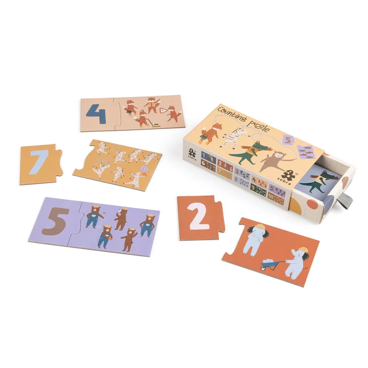 Sebra - Puzzle mit Zahlen, Toes / Builders, mehrfarbig