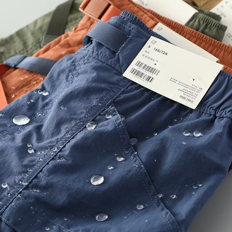 Adotuastic - Elastische taille, effen cargoshorts met gespen