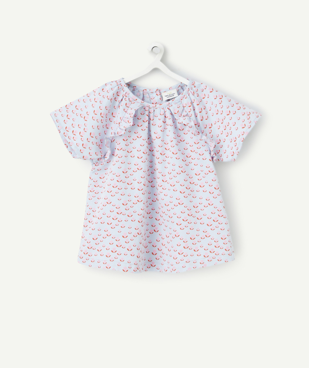 blouse manches courtes bébé fille violette imprimé roses