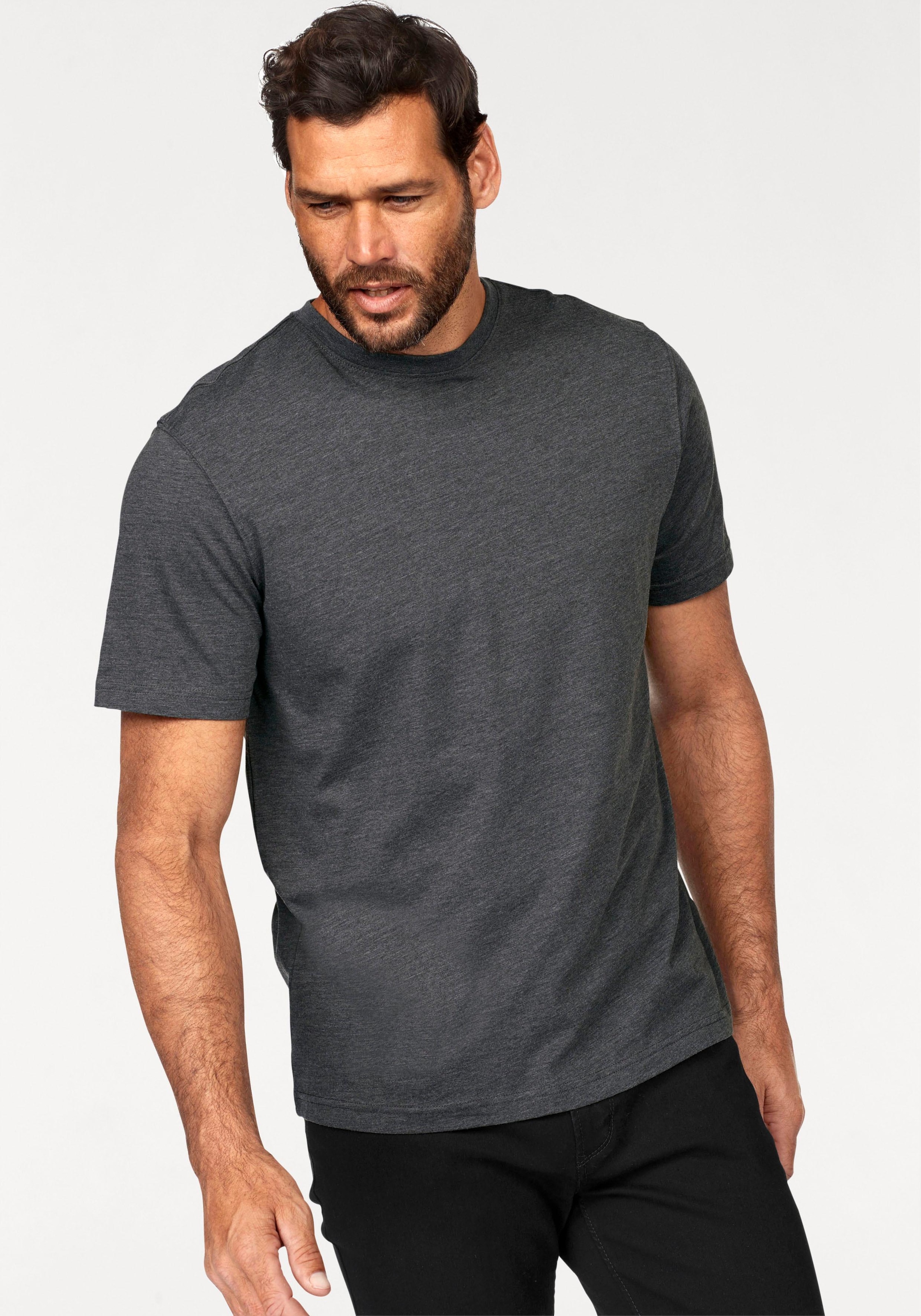 Man's World Rundhalsshirt , Kurzarm,  Basic-Stil,  aus Baumwollmischung,  2er-Pack
