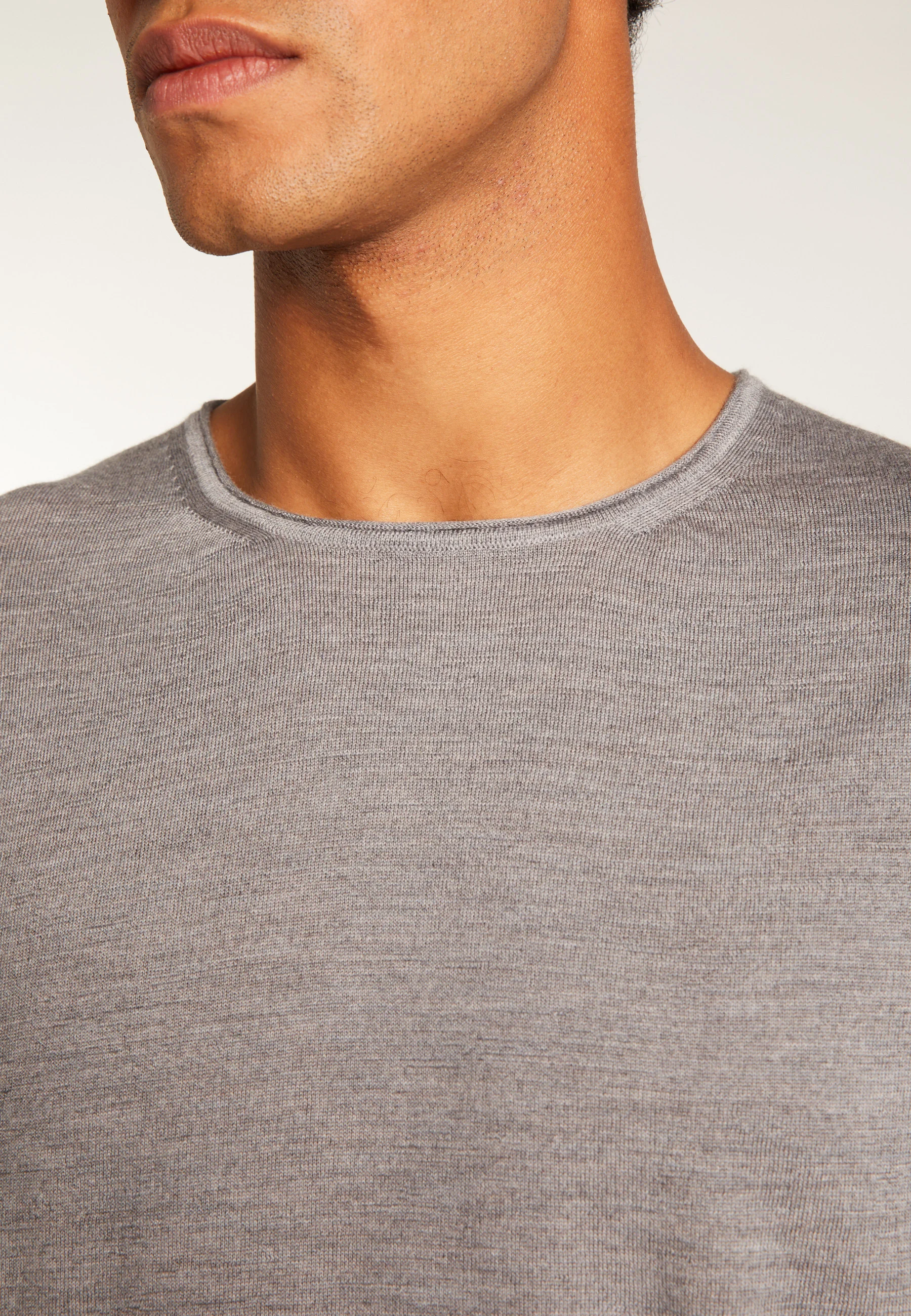 ERINAH24 - Pull col rond en laine mérinos | Gris