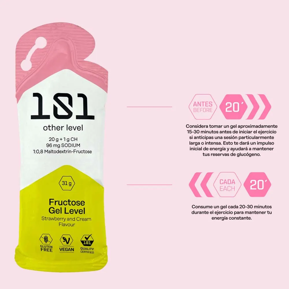 101 Outros Níveis Gel Energético de Frutose Creme e Morangos 31g