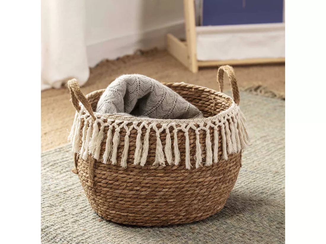 Set de 3 paniers Jula fibre naturelle, blanc/naturel