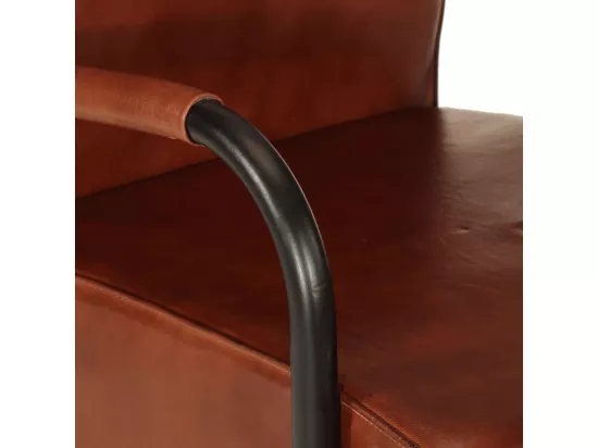 Fauteuil marron cuir véritable