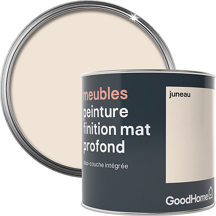 Peinture de rénovation meubles GoodHome blanc Juneau mat profond 0,5L