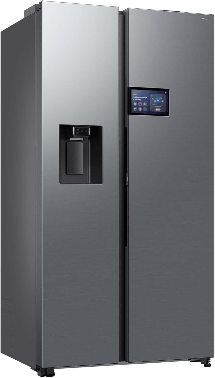 Samsung RS90F65EDTEF Side-by-Side Kühl-Gefrierkombination, AI Kühlschrank mit Gefrierfach, 178 cm, 621 l, Eis-/Wasserspender mit Wassertank, AI Home, Voice Control, Edelstahl Look
