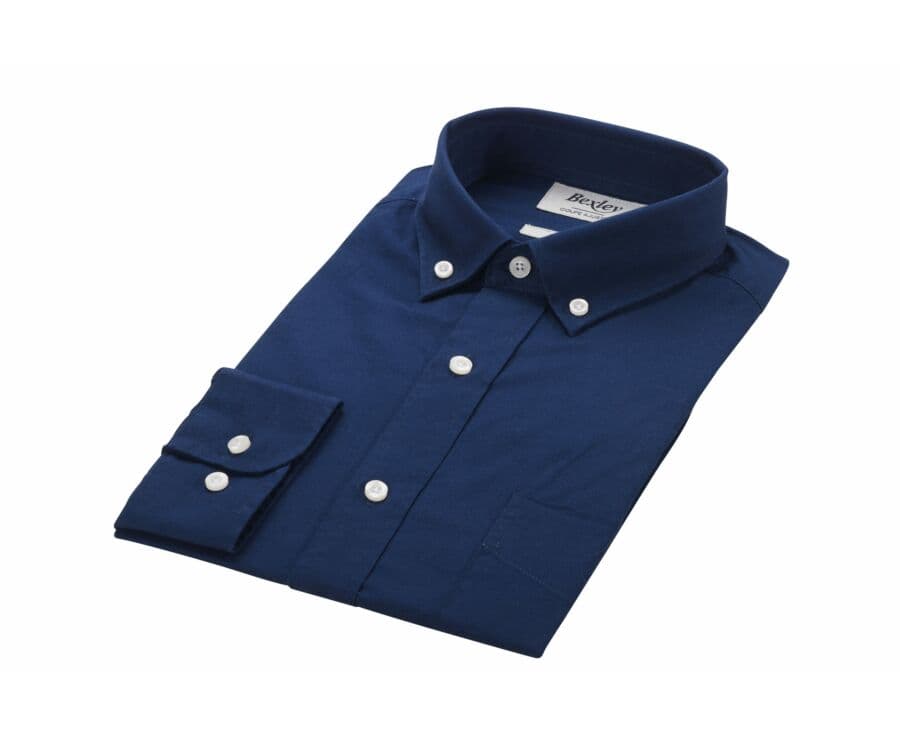 Chemise Bleu Foncé 100% coton - Col américain - MEDWIN
