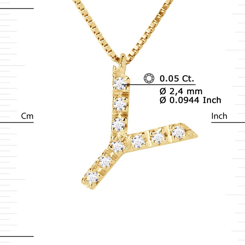 Collier ALPHABET Diamants 0,05 Cts  LETTRE 