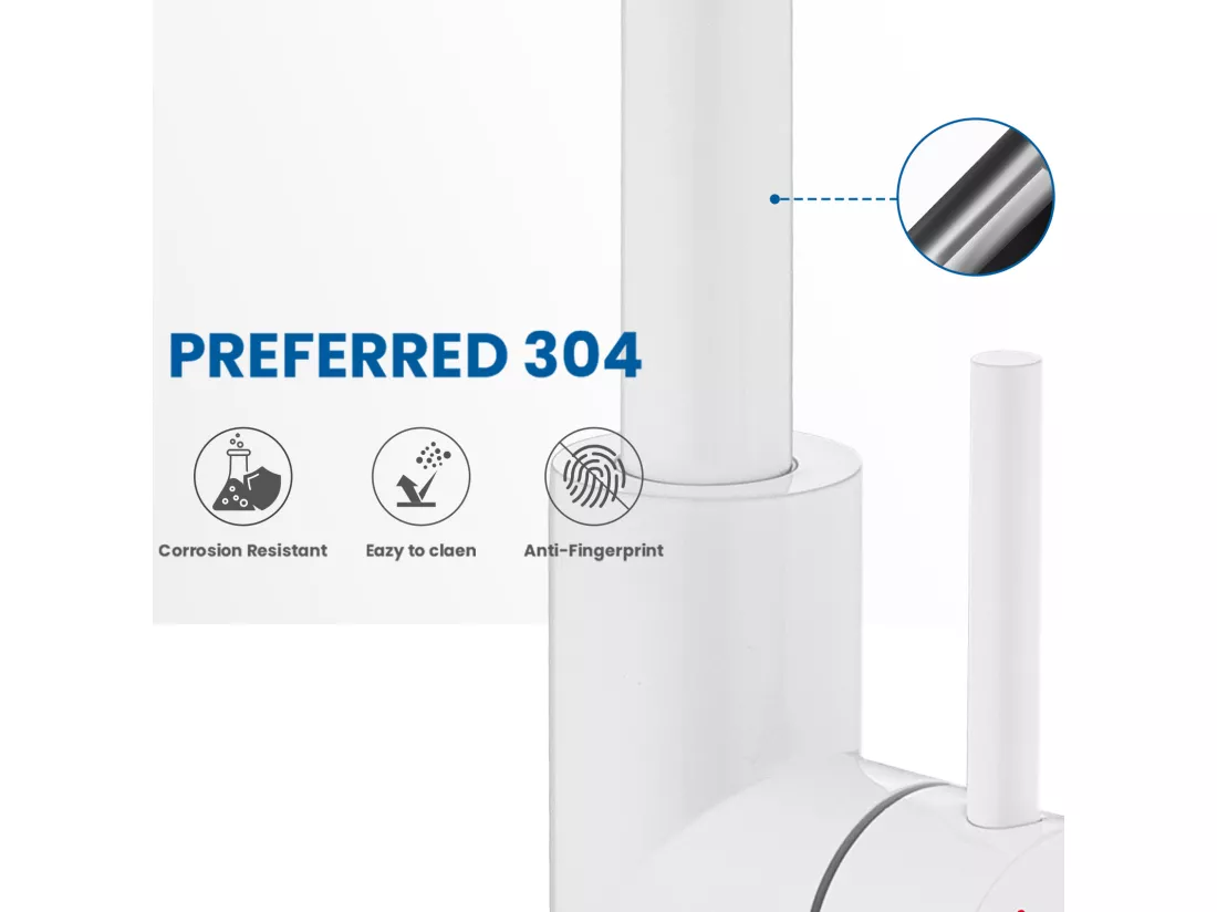 Mitigeur Lavabo, AuraLum Max Robinet Lavabo Haut Pivotant à 360°, Robinet Lavabo Salle de Bain Monocommande avec Aérateur Démotable, Blanc,EU Modèle