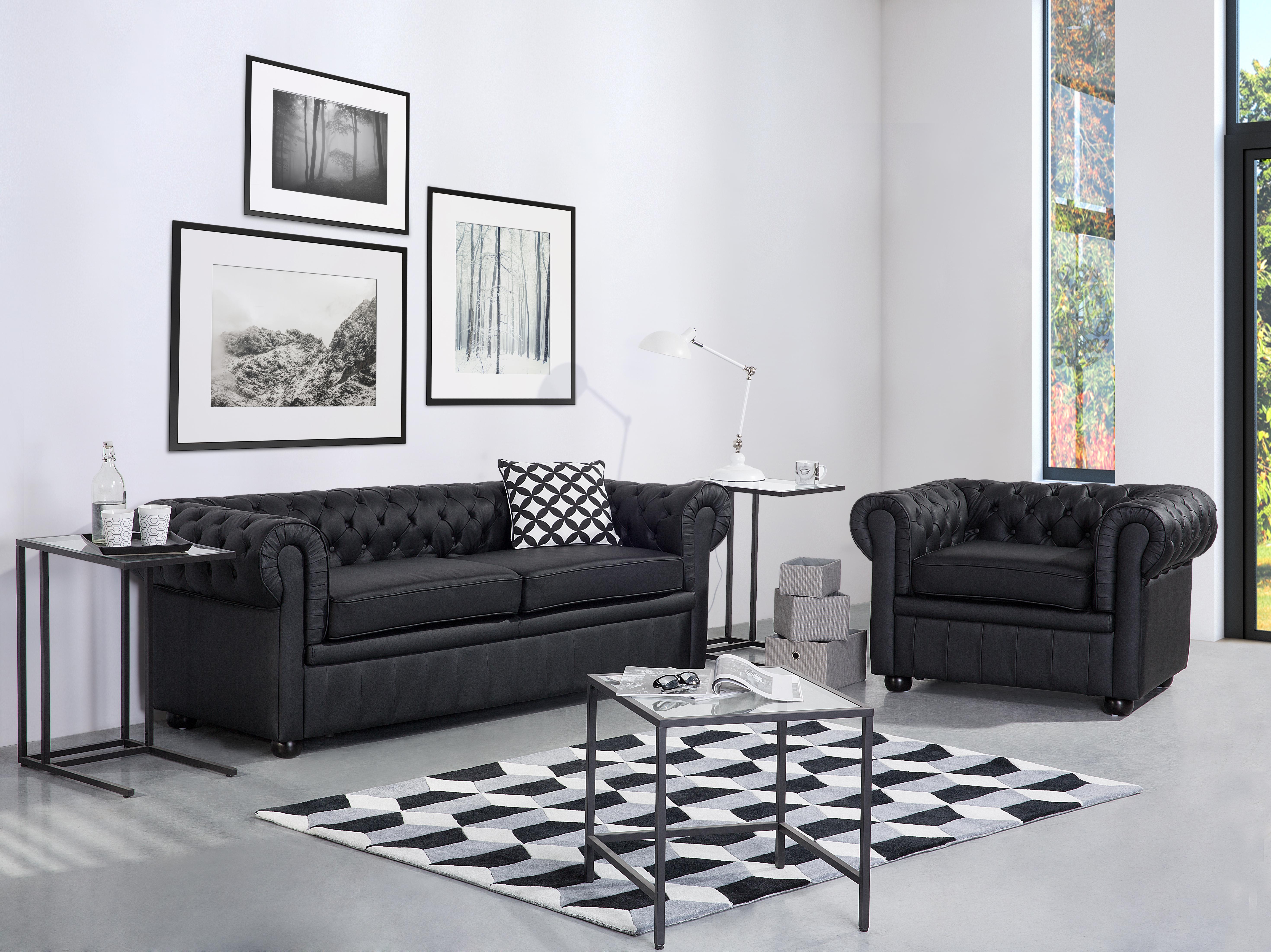 Bankenset 4-zits CHESTERFIELD Leer Zwart