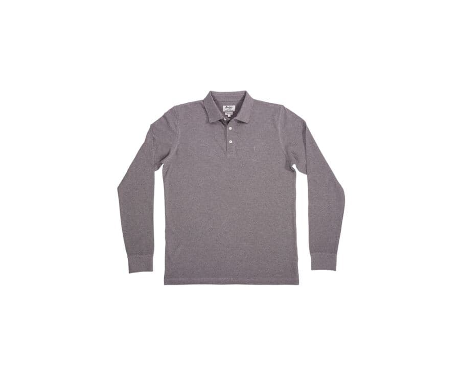 Polo manches longues homme Taupe chiné - ALEC II ML