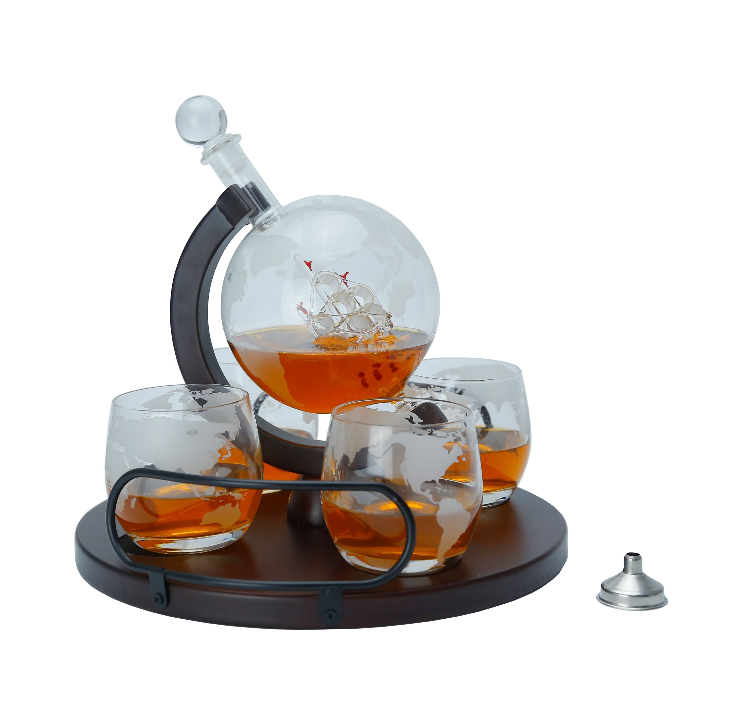 Dekanter Set Globus mit Schiff