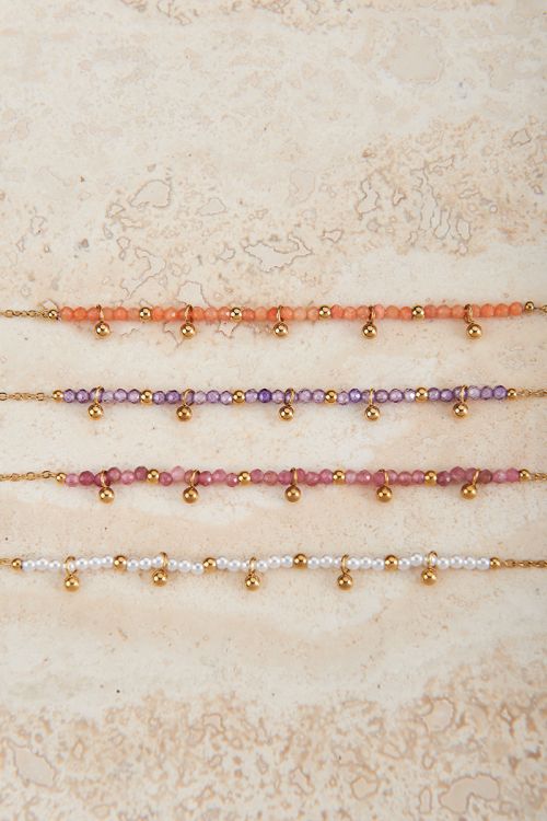 Vintage ketting met lila kralen & bolletjes
