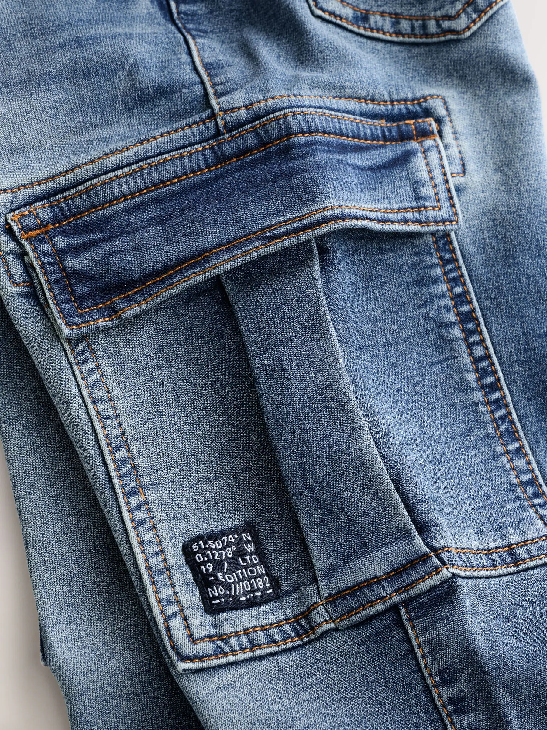 Grijs/blauw - Cargo Jeans With Elasticated Waists Jeans 2 Pack (3-16yrs)