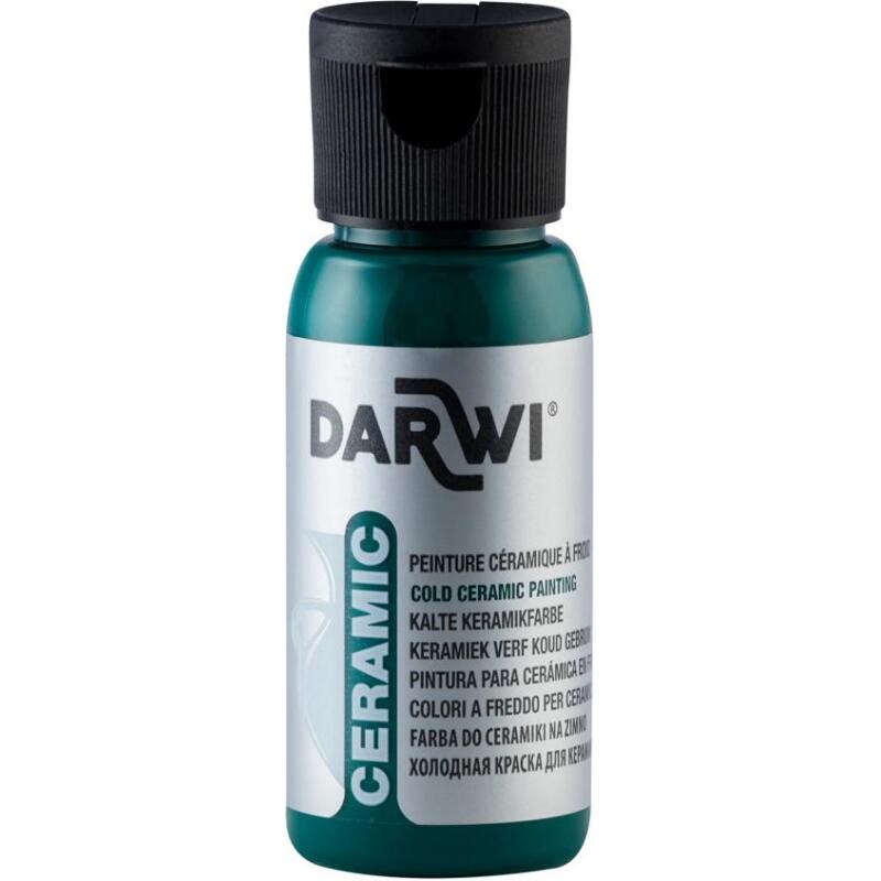 DARWI Flacon de 50 ml de Peinture sur Céramique à Froid - Vert sapin