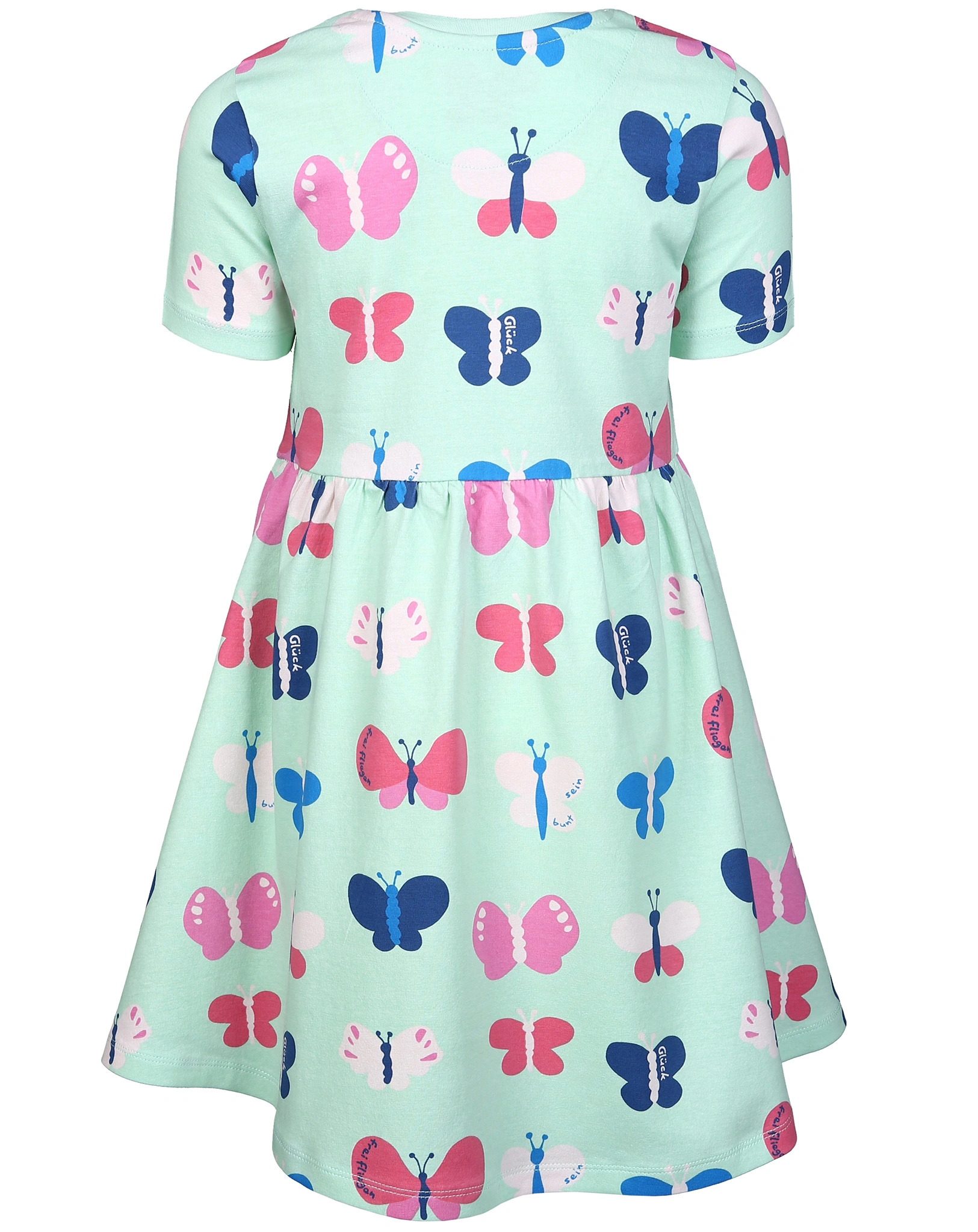 Kurzarm-Kleid SCHMETTERLINGE in grün