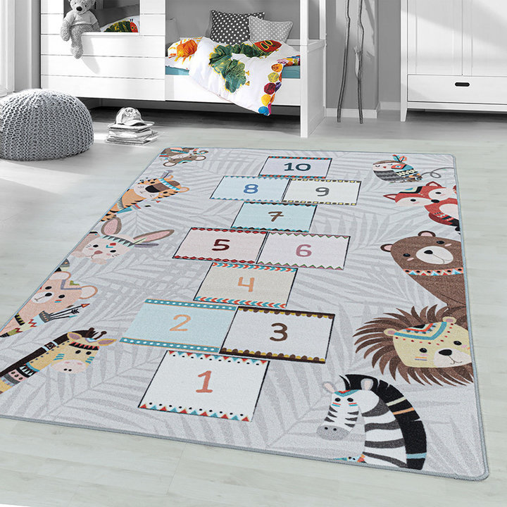 Speelkleed - Pleun Dieren Hinkelbaan Grijs | Hink-stap-sprong