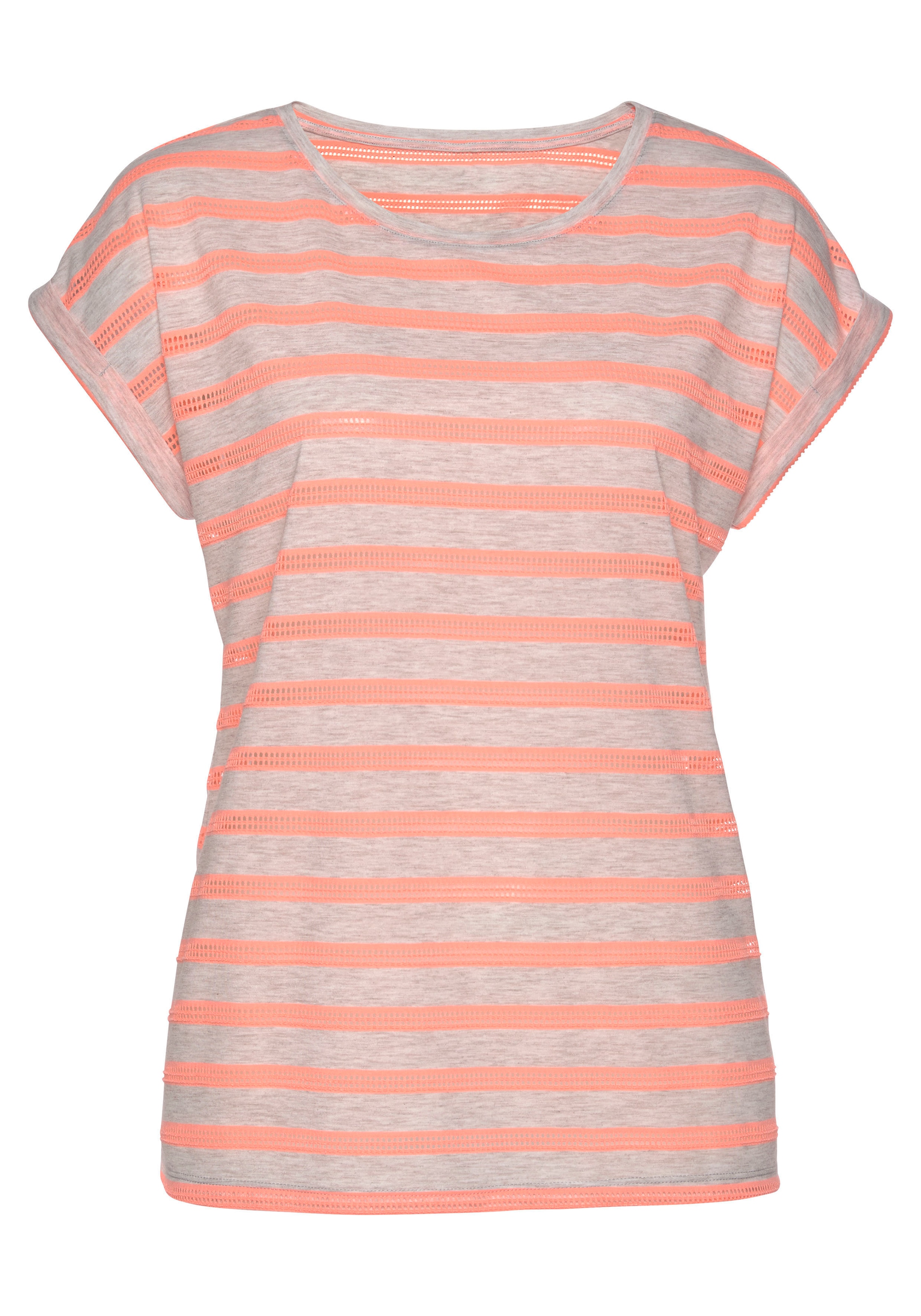 Vivance Kurzarmshirt mit transparenten Neon-Einsätzen, T-Shirt, lockere Passform, sportlich