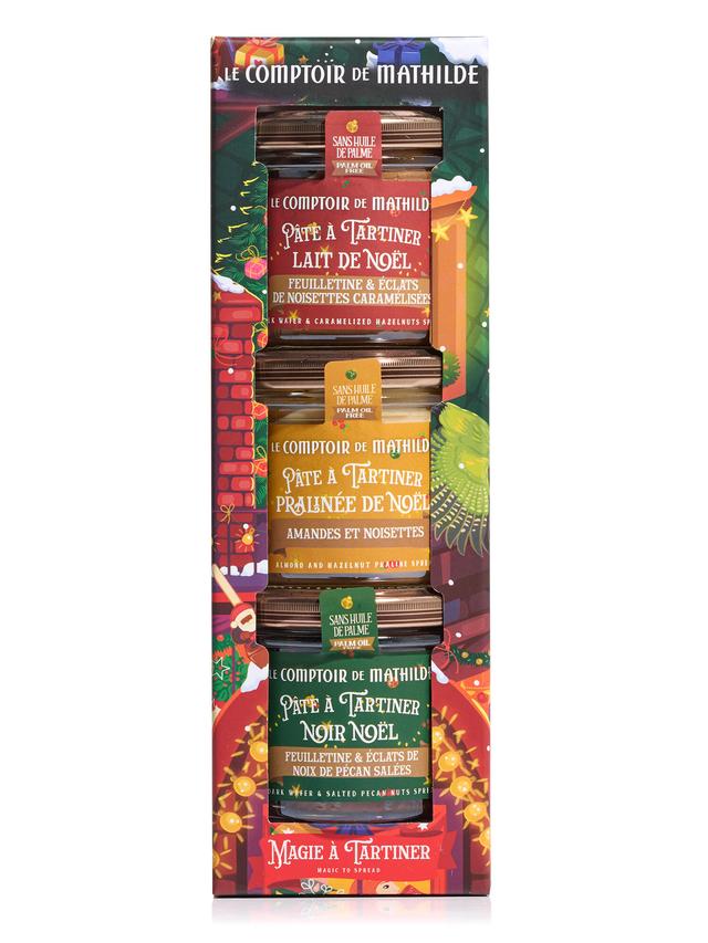Le Comptoir de Mathilde Brotaufstrich Weihnachtsset mit drei verschiedenen Haselnuss-Cremes, 3x 100 g