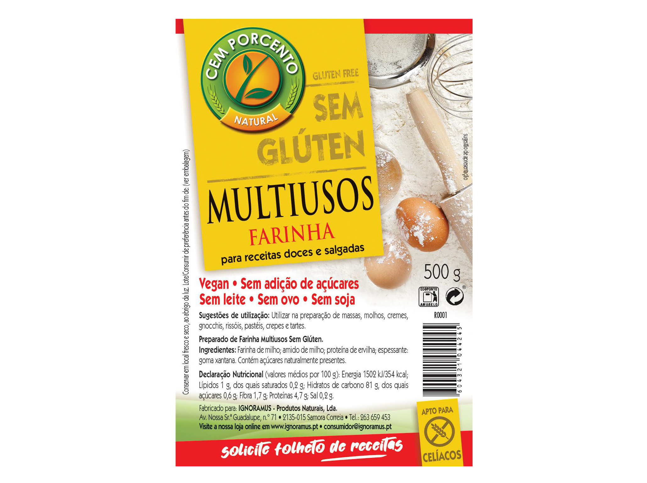 FARINHA CEMPORCENTO MULTIUSOS SEM GLÚTEN 500G