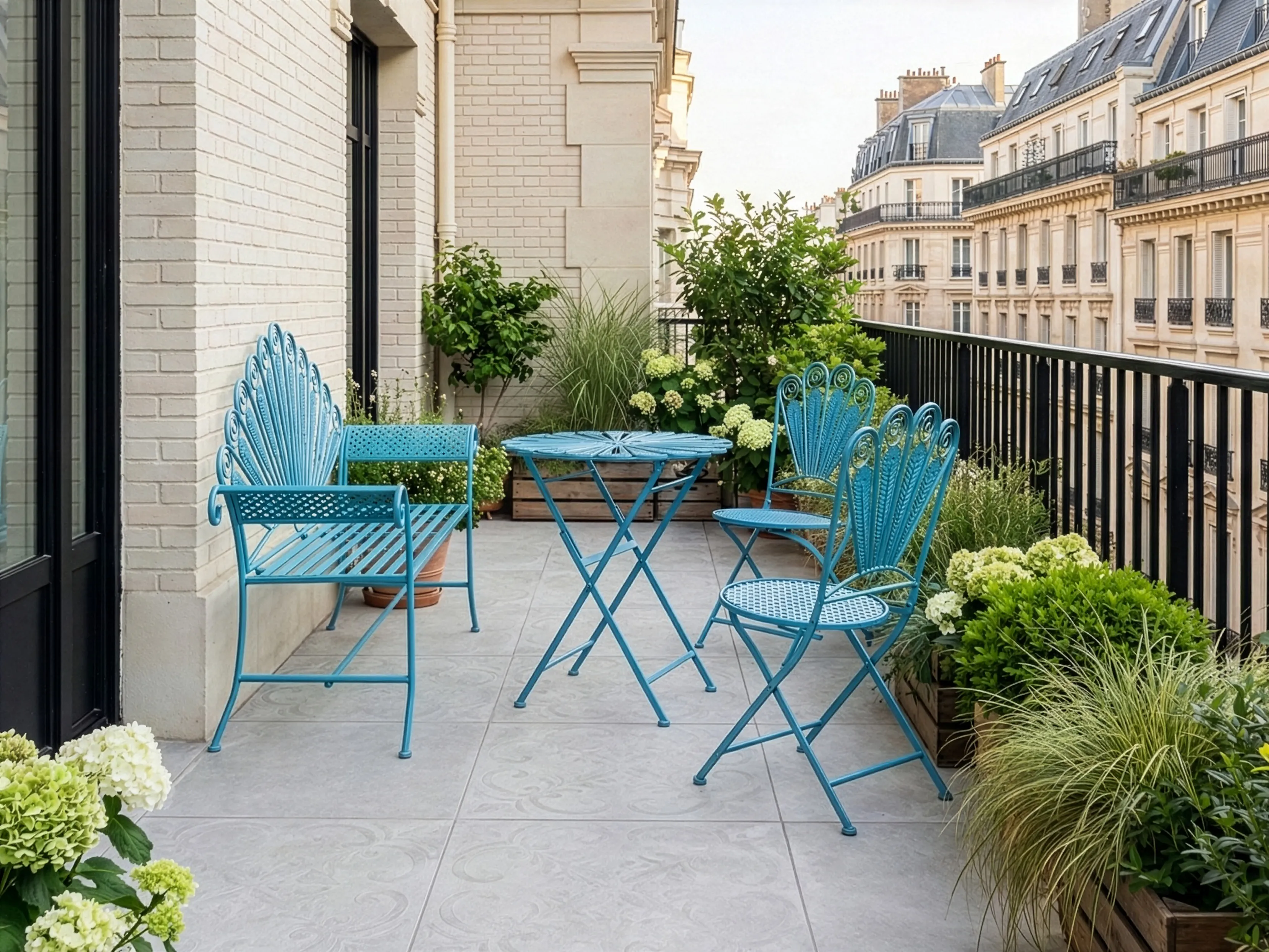 Bistroset met bankje PAVIA Metaal Blauw