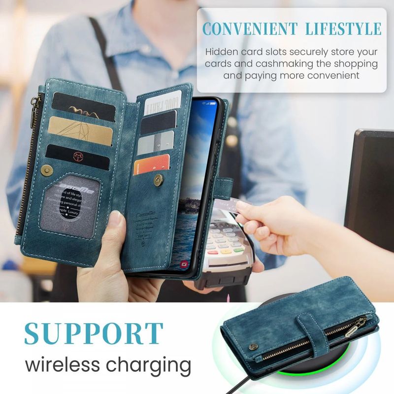 CaseMe - C30 - Hoesje - Samsung Galaxy S24 Plus - Blauw - Pasjeshouder Book Case