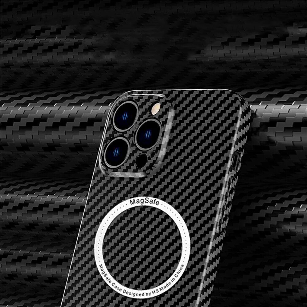 iPhone 13 Pro MagSafe Hardcase Hülle im Carbon Look - Blau