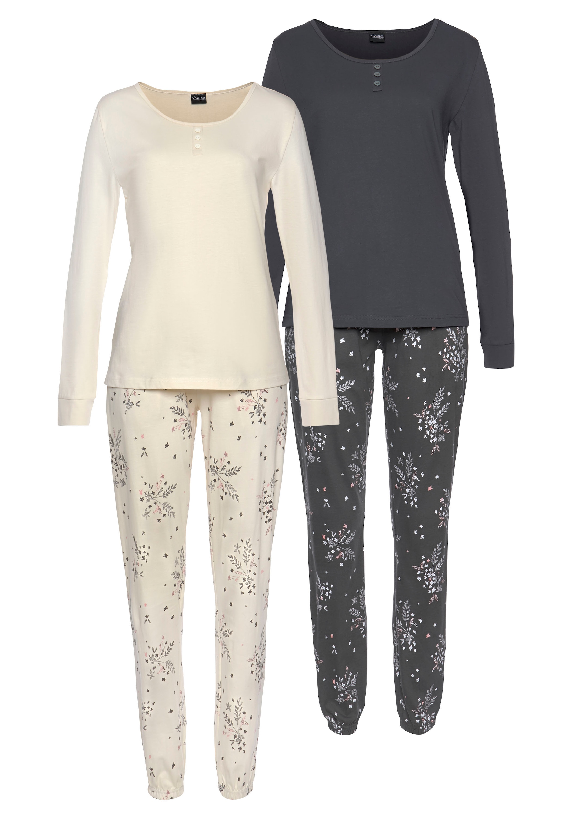 Vivance Dreams Pyjama 2 Stück, 4 Stk. tlg., mit feinen Blumenzweigen
