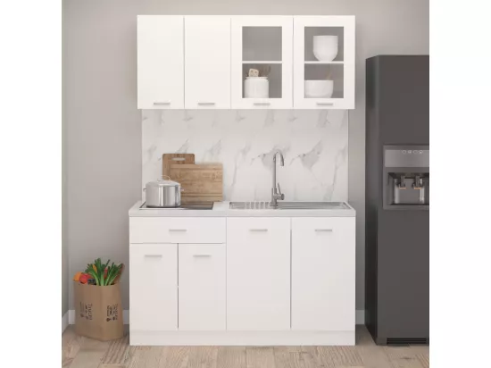 Ensemble de meubles de cuisine 4 pcs Blanc Bois d'ingénierie