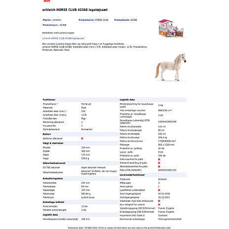 Shleich hesteboks med Lusitano hoppe 42368
