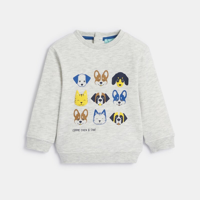 Sweat molleton animaux gris bébé garçon Gris ou noir
