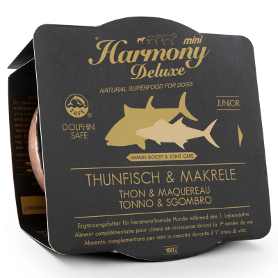 Harmony Dog Deluxe Mini Junior Thunfisch & Makrele Nassfutter 24x100g
