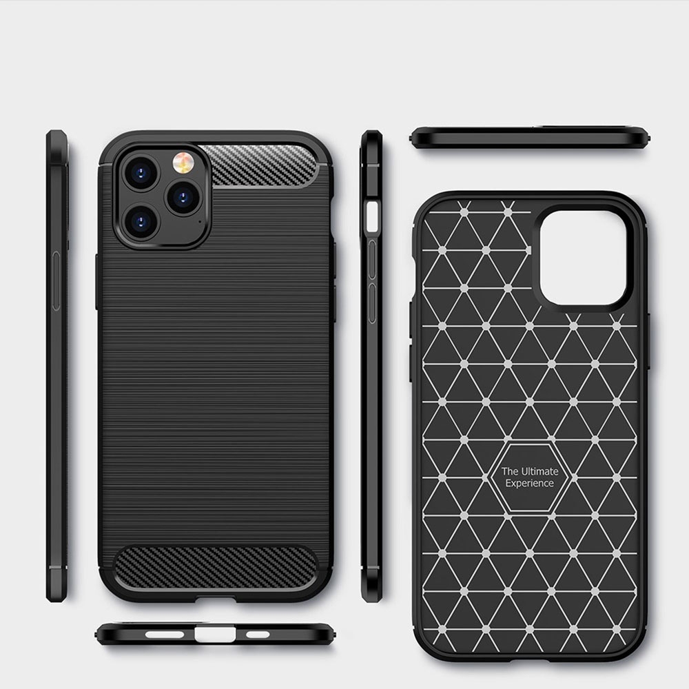 iPhone 12 / iPhone 12 Pro Gummi Case Schutzhülle Carbon Look - Schwarz