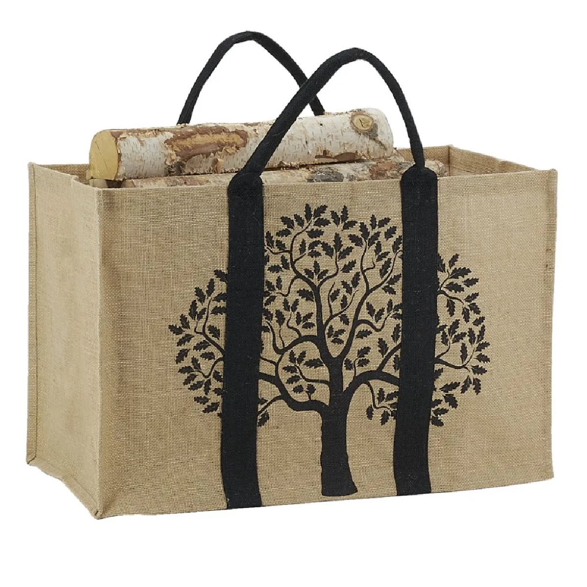 Aubry Gaspard Sac à bûches - Motif noir arbre