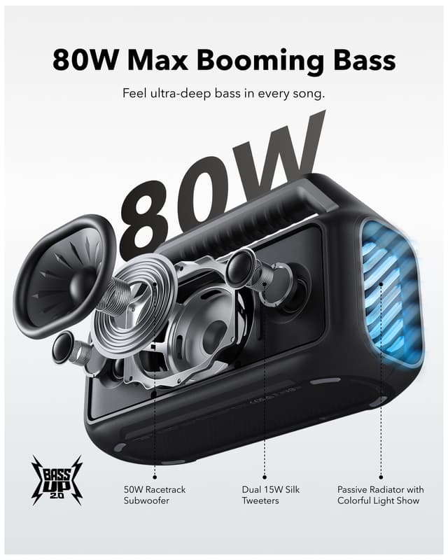 Soundcore Boom 2 trådløs bærbar højttaler (sort)