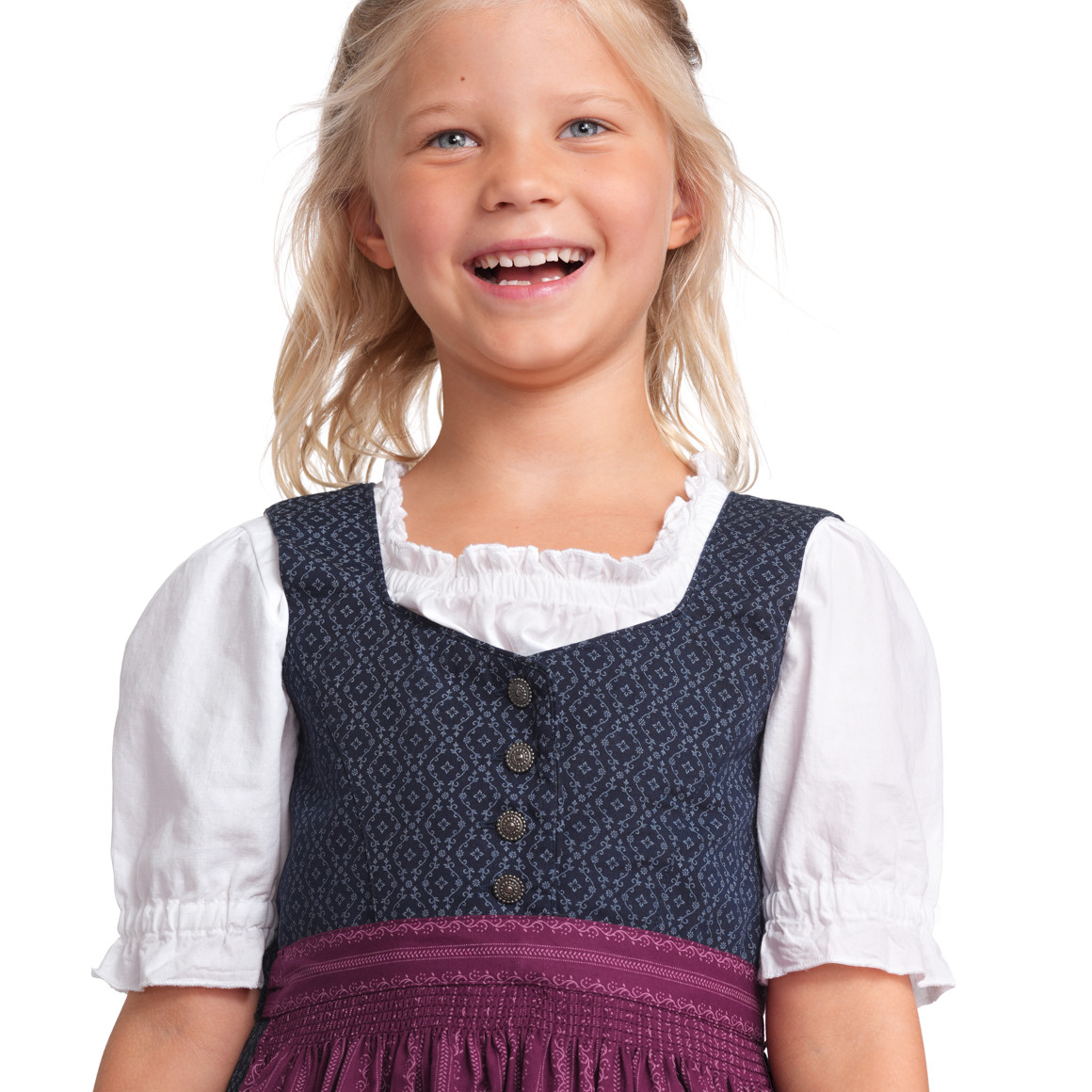 Topolino Mädchen Dirndl mit Allover-Muster bordeauxrot / navy