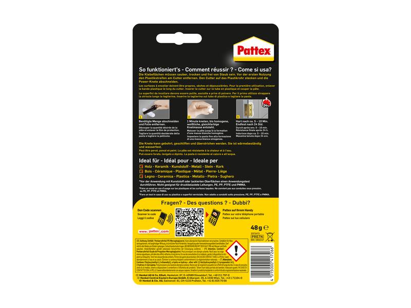 Pattex Klebeknete Repair Express 48 g, Weiss Modelliermasse zum Kleben