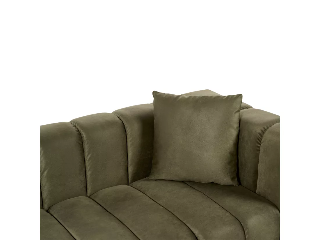 Chaise longue côté droit en velours vert olive LANNILS