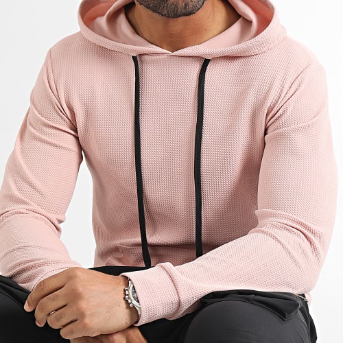 Sweat Capuche Texturé Waffle 0616 Rose