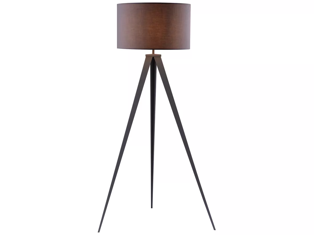Lampadaire trépied lampe de salon sur pied abat-jour gris Romanza Teamson Home